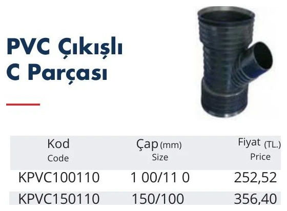 PVC Çıkışlı C Parçası 200/110
