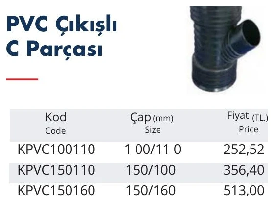 PVC Çıkışlı C Parçası 200/160