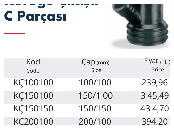 Koruge Çıkışlı C Parçası 200/200