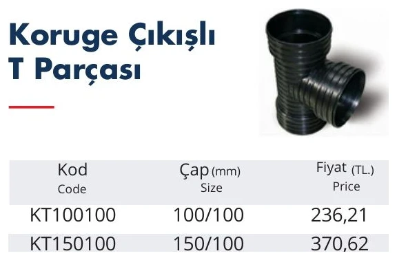 Koruge Çıkışlı T Parçası 200/100