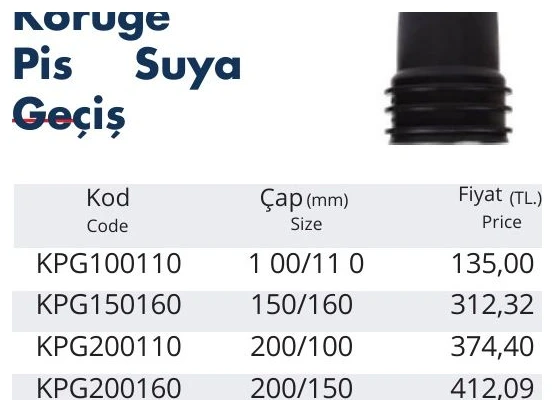 Koruge Pis Suya Geçiş 300/150
