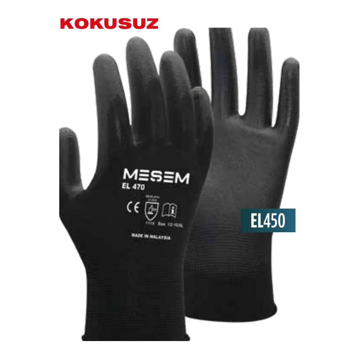 Pu Eldiven 1/2 Kokusuz - Siyah 1/2-10/XL