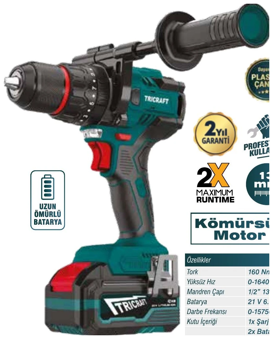 Şarjlı Darbeli Matkap 160 Nm