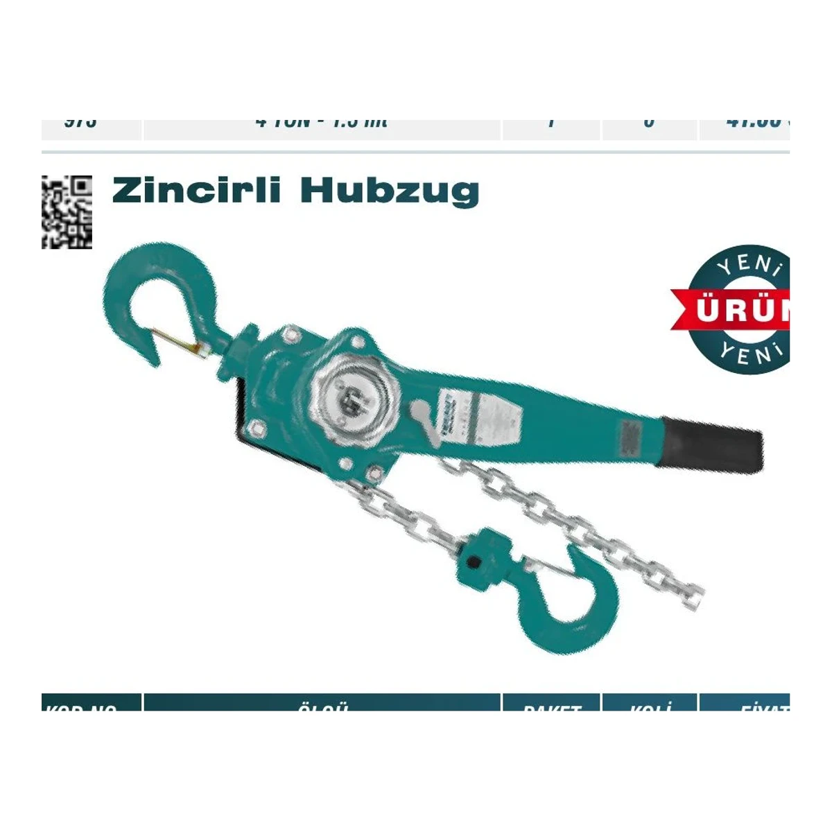 Zincirli Hubzug 1.5 TON - 1.5 mt