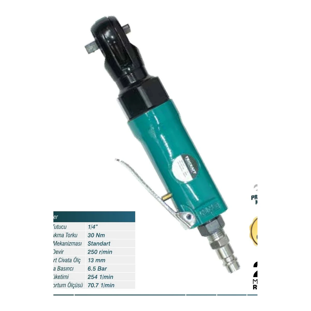 1/4 Havalı Cırcır Kolu 30 Nm