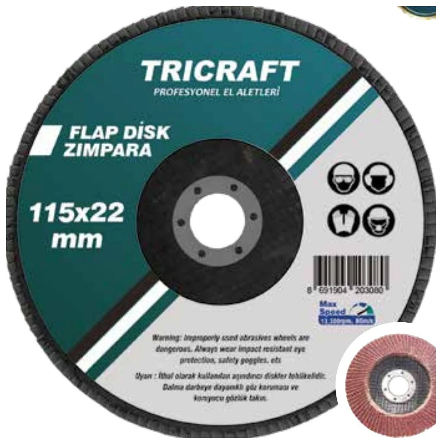 Flap Disk Zımpara Aluminium Oxide 115 x 22 mm x 40 kum
