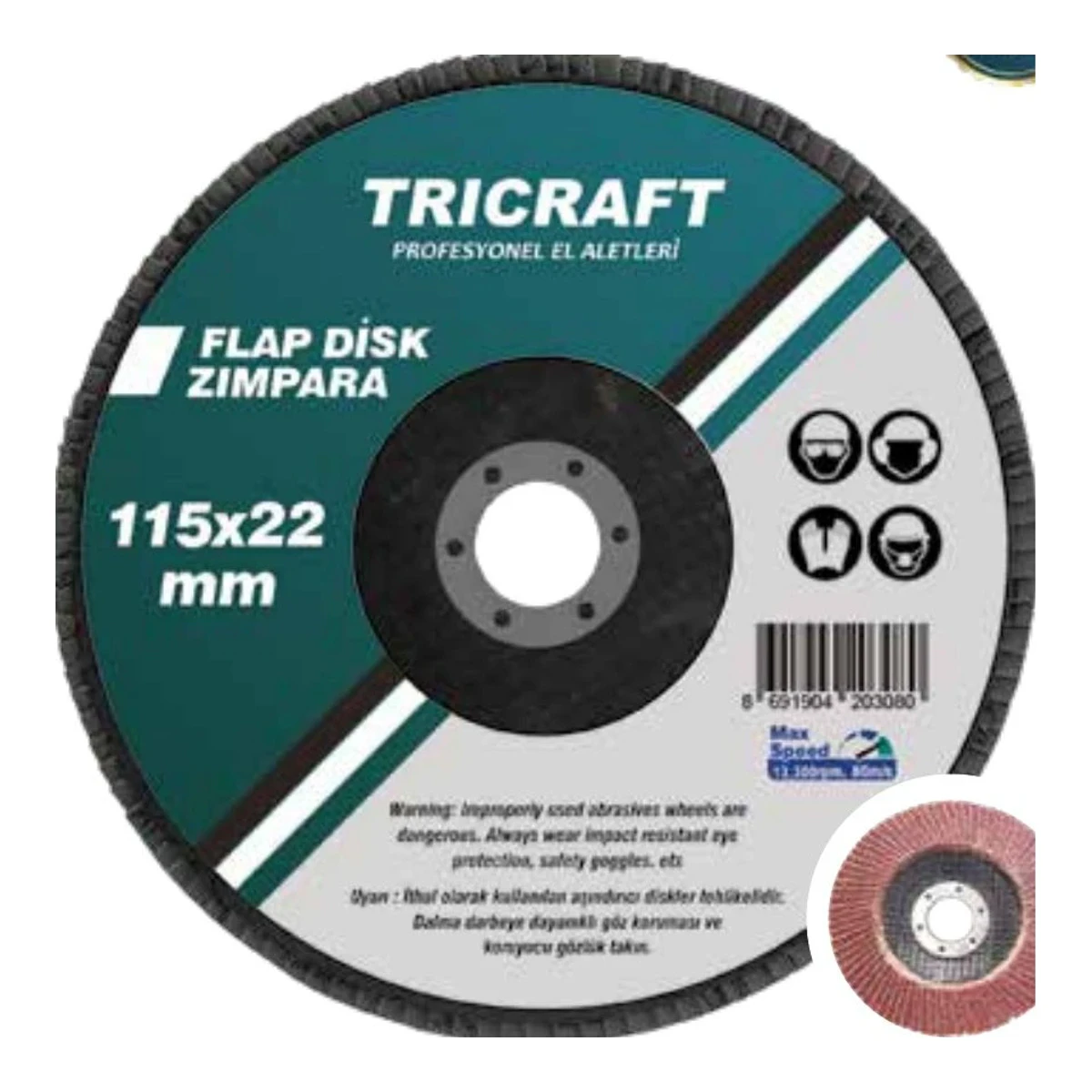 Flap Disk Zımpara Aluminium Oxide 115 x 22 mm x 40 kum