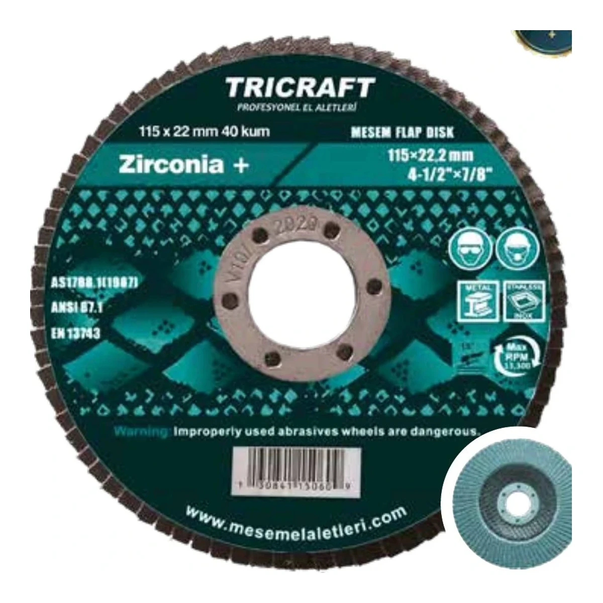 Flap Disk Zımpara Zirconia+ 115 x 22 x 40 mm