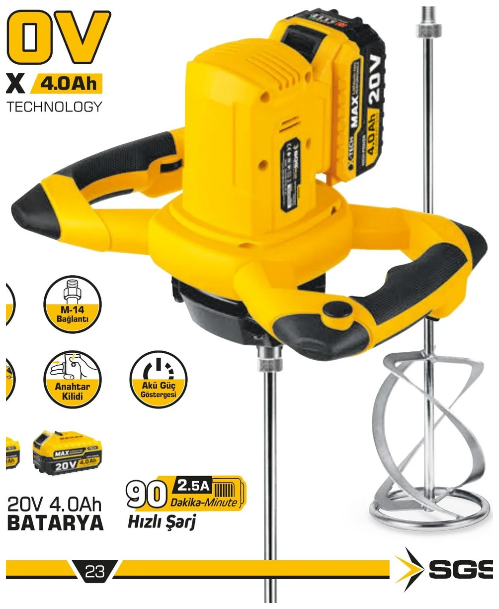 Akülü Karıştırıcı Mixer Seti 20V 4.0Ah