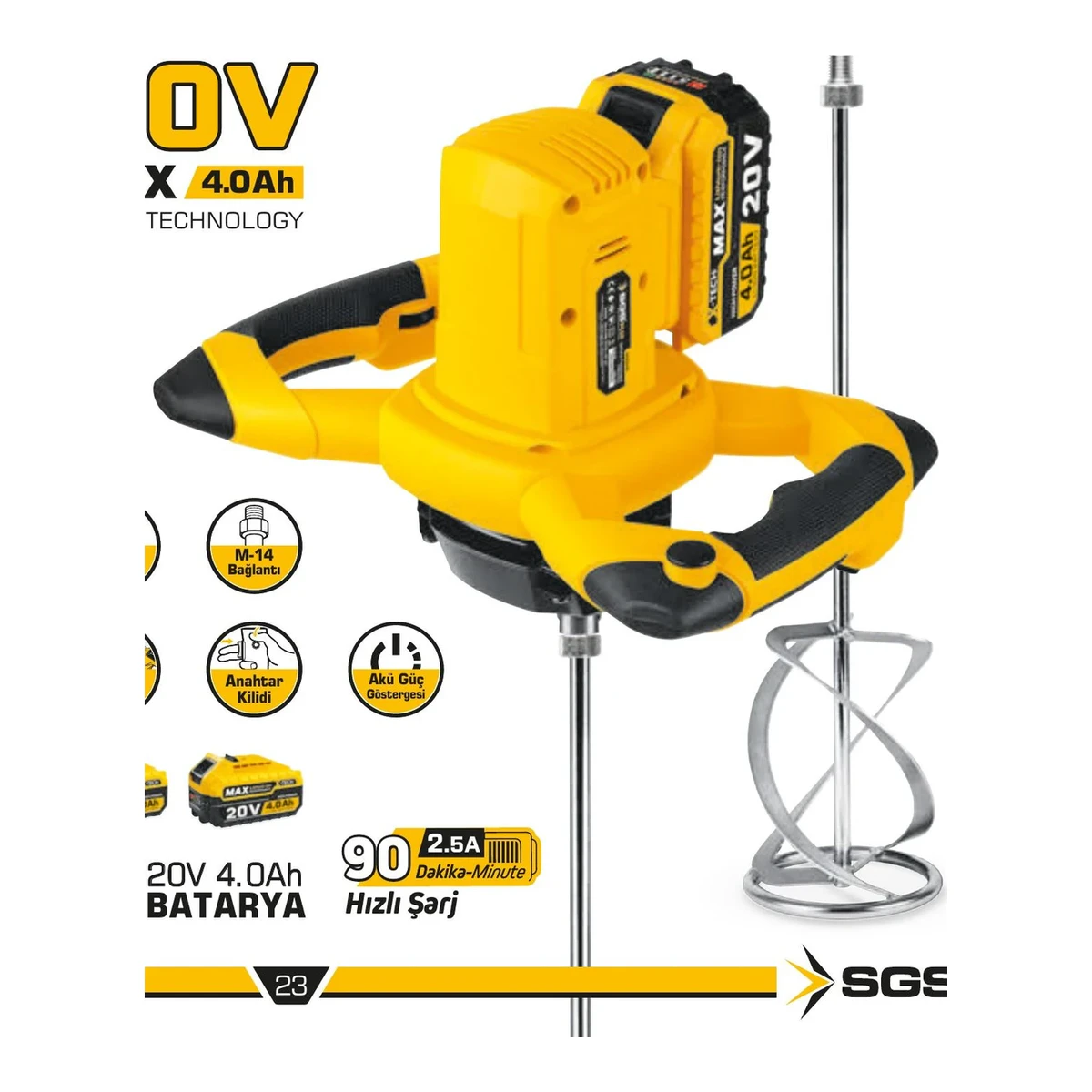 Akülü Karıştırıcı Mixer Seti 20V 4.0Ah