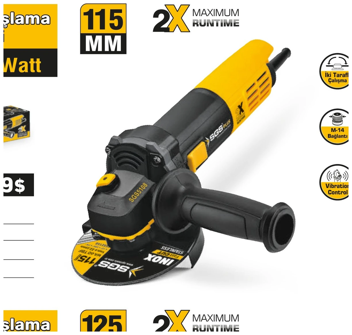 Avuç Taşlama Makinesi 850 Watt 115mm