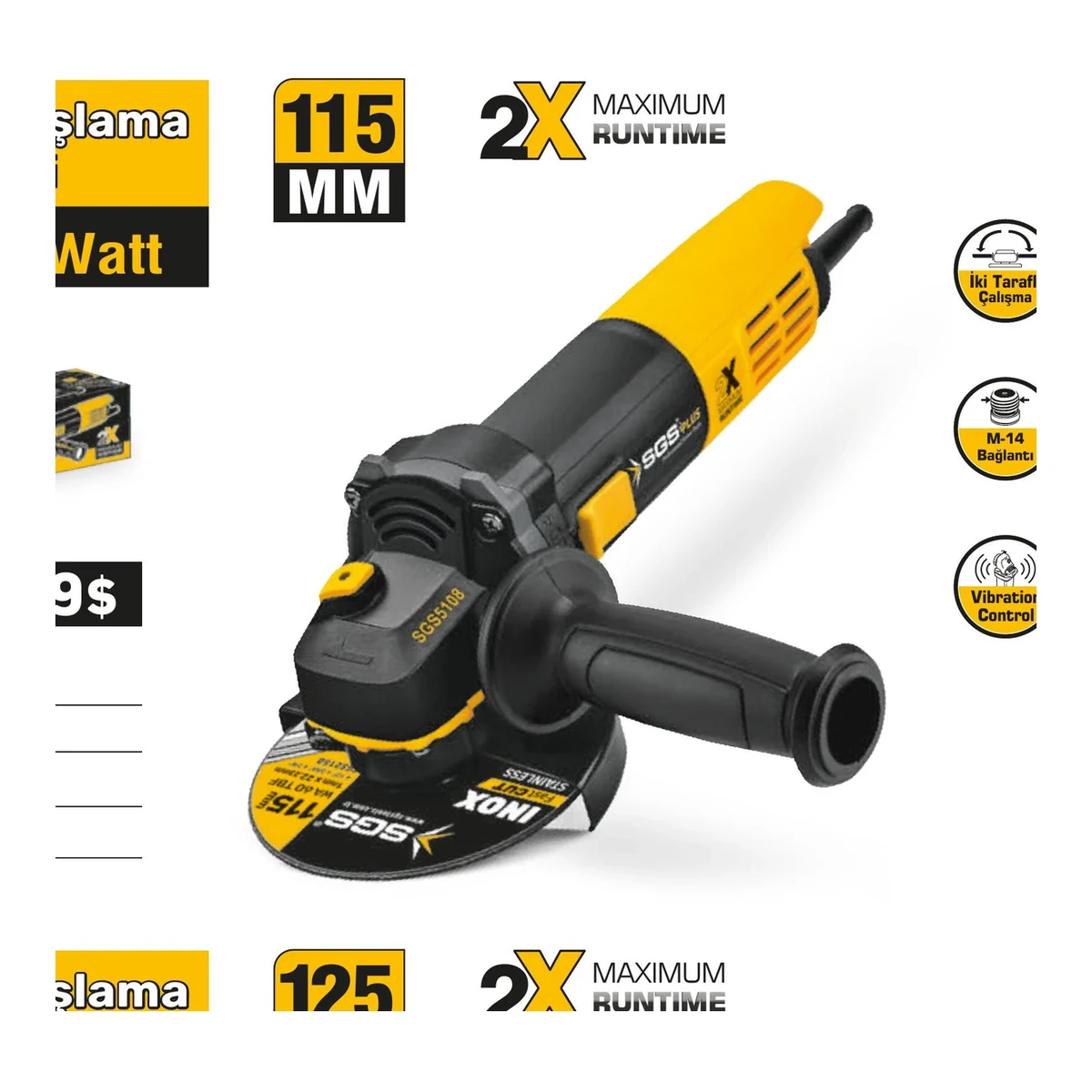 Avuç Taşlama Makinesi 850 Watt 115mm