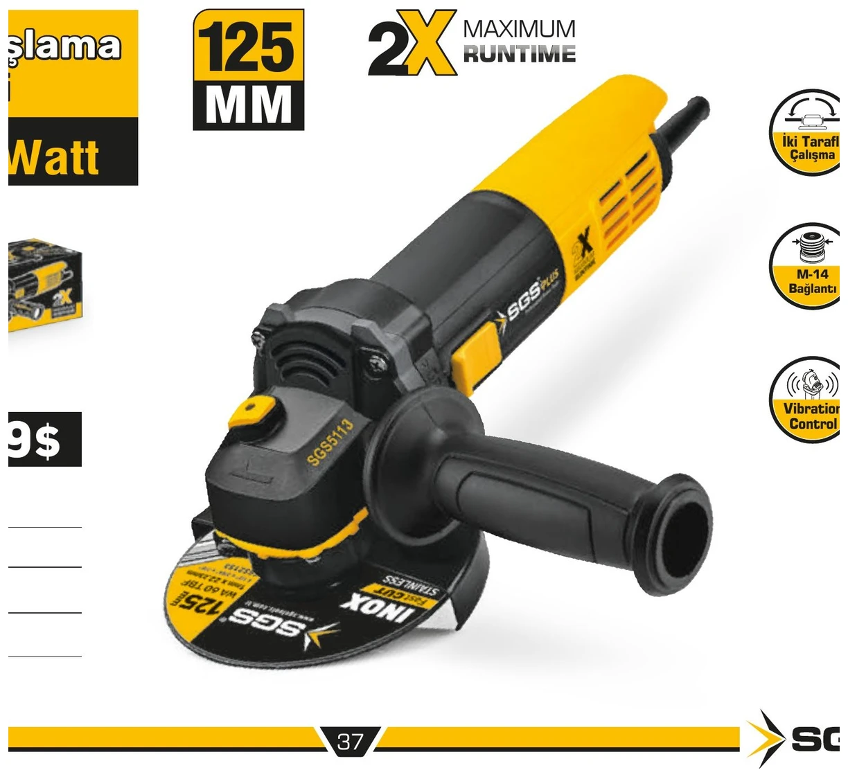 Avuç Taşlama Makinesi 850 Watt 125mm