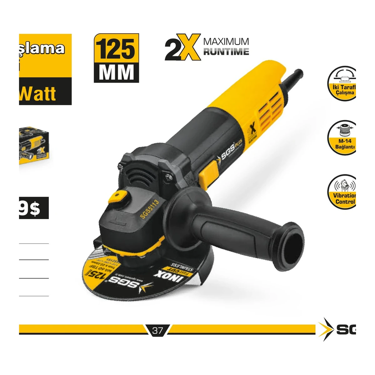 Avuç Taşlama Makinesi 850 Watt 125mm