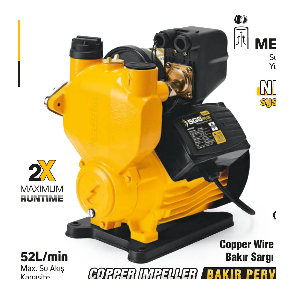 Periferik Su Pompası 800 Watt 1.2 HP