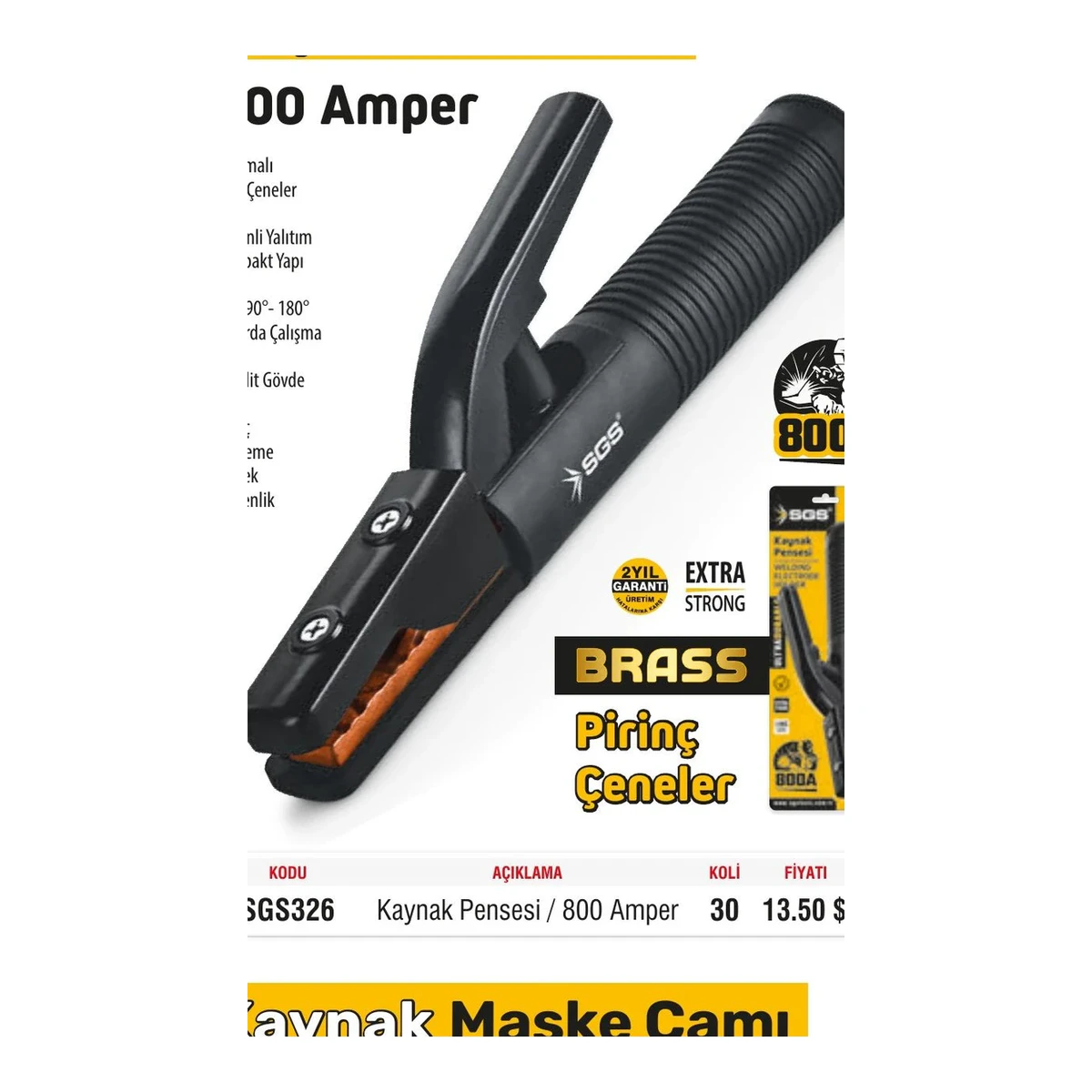 Kaynak Pensesi / 800 Amper