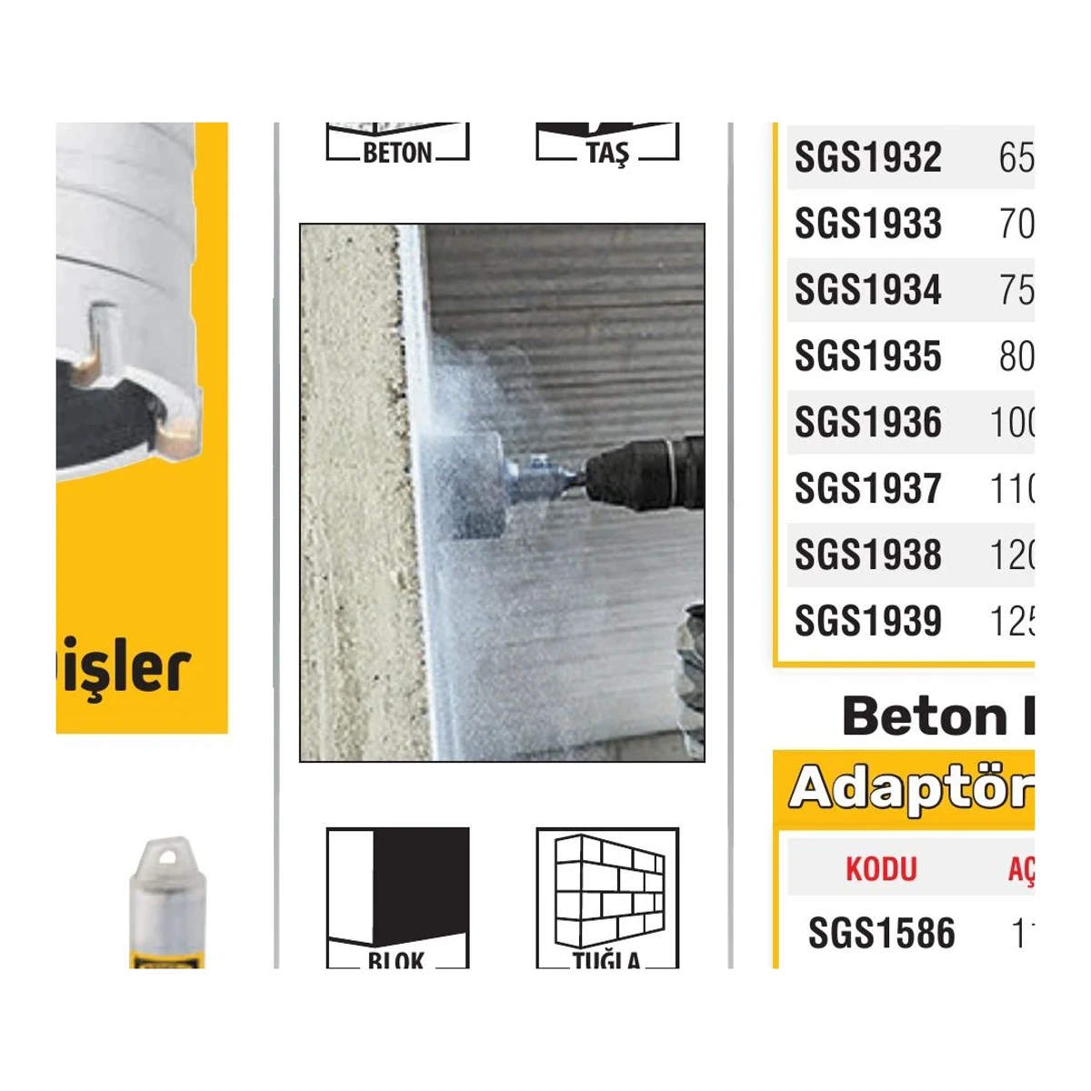 Adaptörsüz Beton Buat Açma 100mm