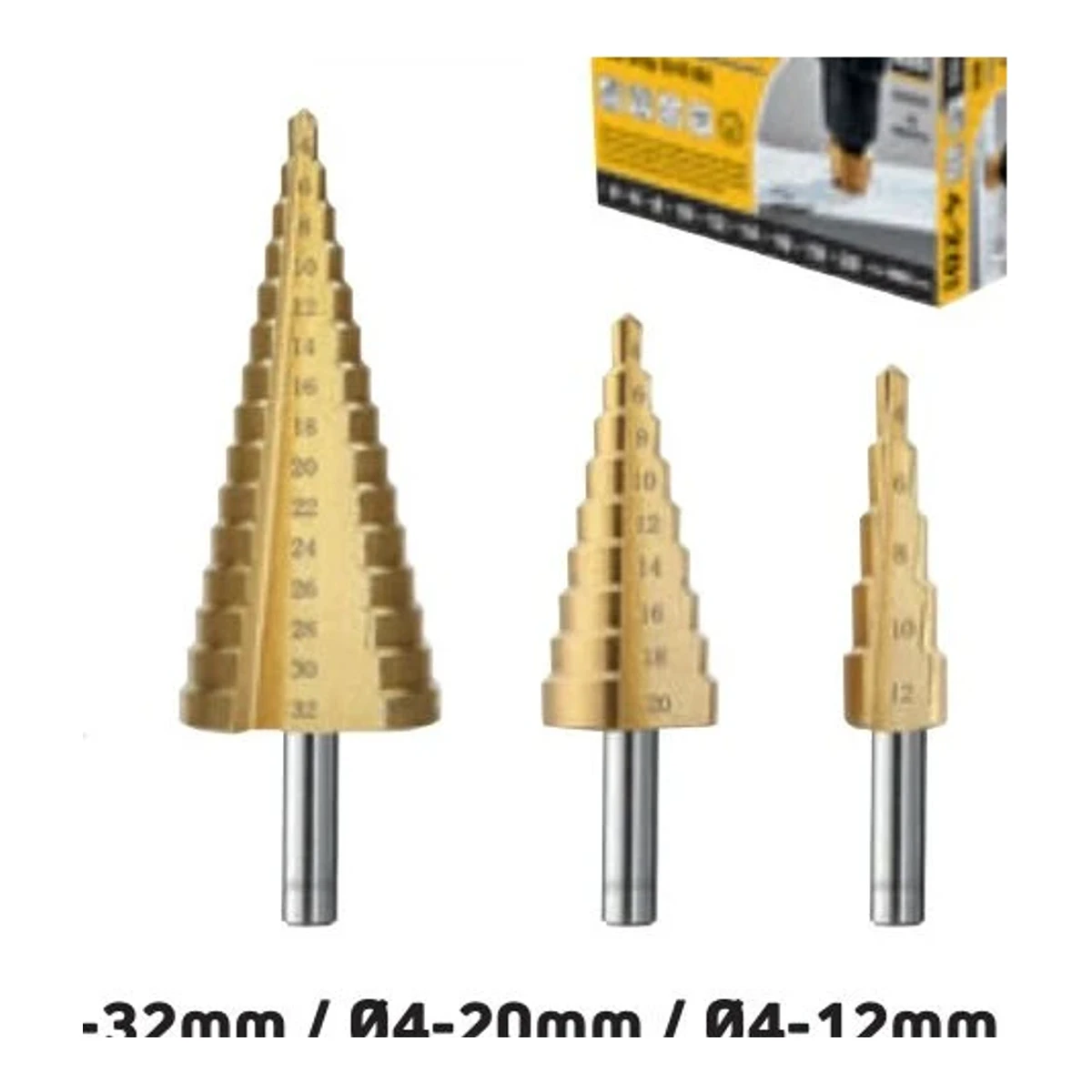 HSS Kademeli Matkap Ucu Ø4-20mm