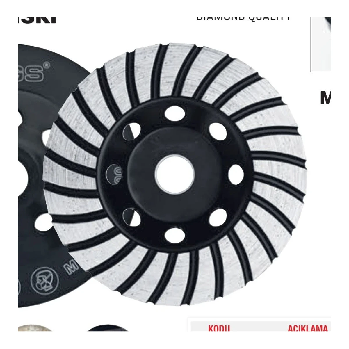 Turbo Elmas Beton Taşlama Diski 115mm - 22,23mm