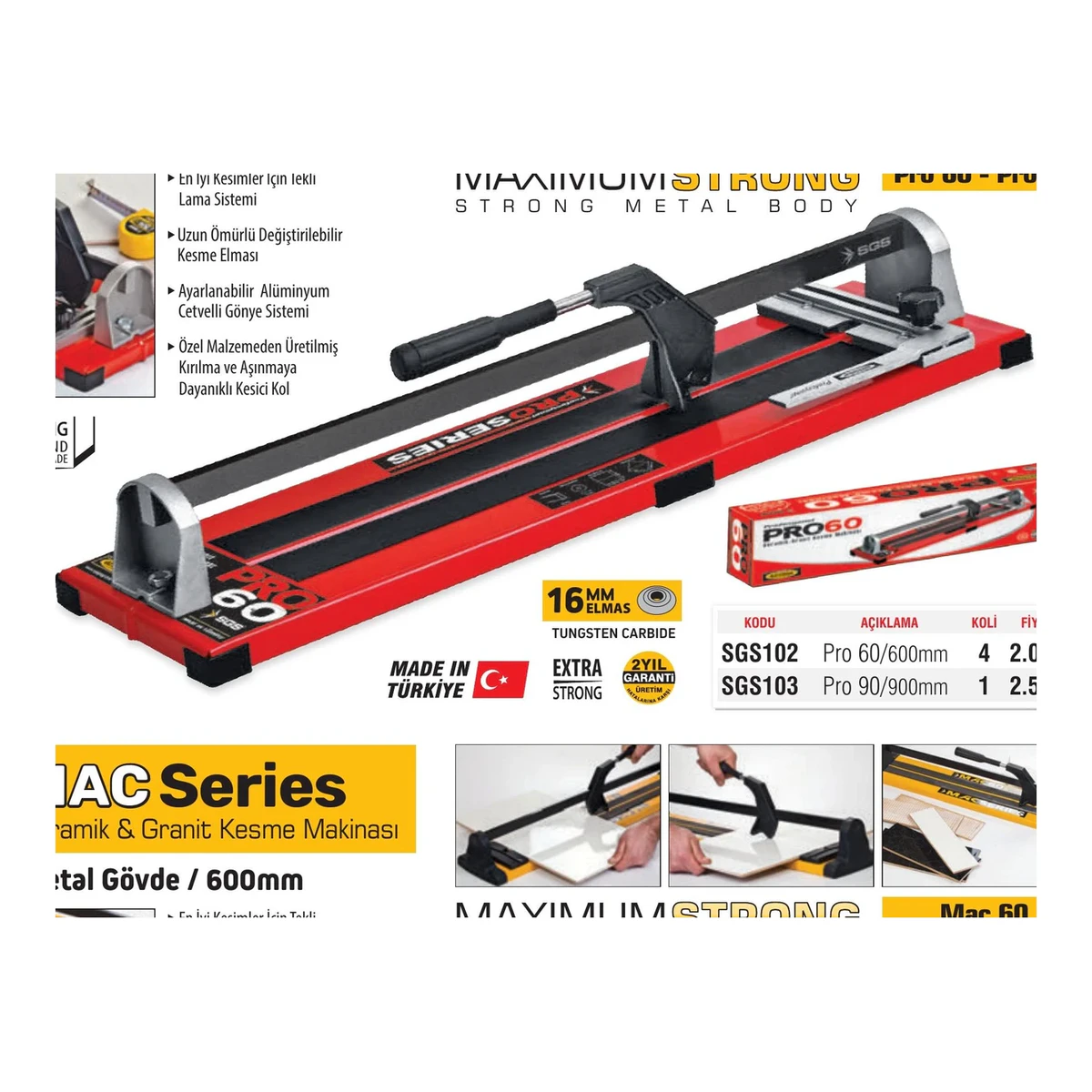 PRO Series Seramik & Granit Kesme Makinası - Pro 60/600mm