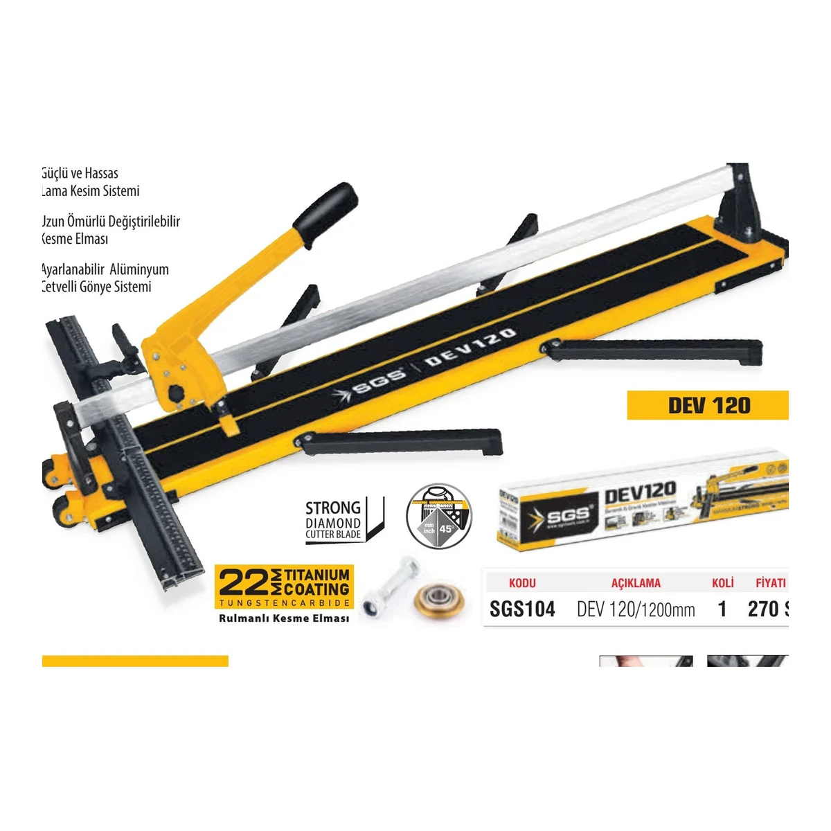 DEV 120 Seramik & Granit Kesme Makinası 1200mm