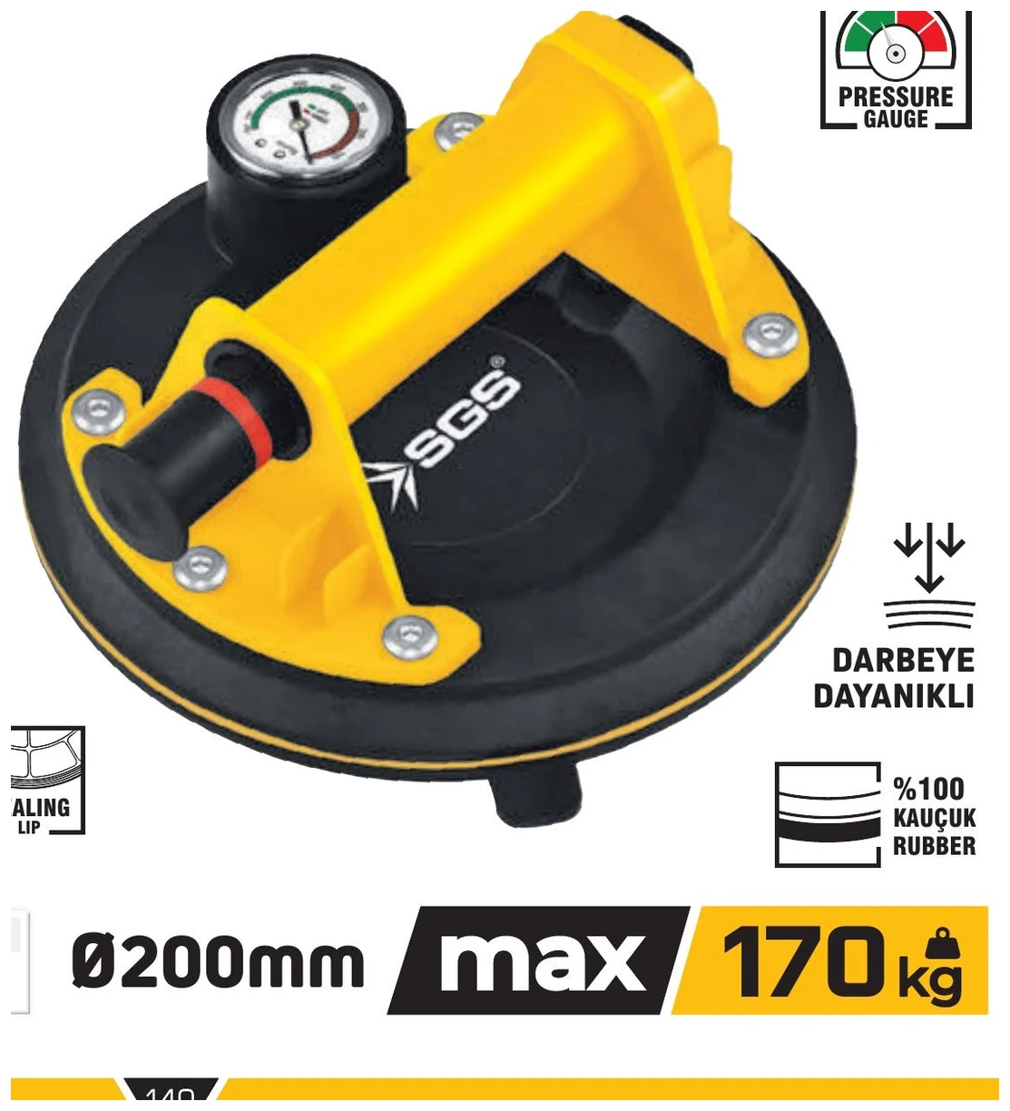 Pompalı Vantuz/Ø200mm Basınç Göstergeli