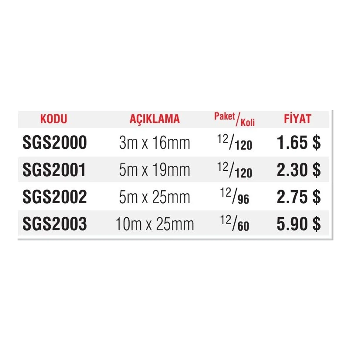 Çelik Şerit Metre 10m x 25mm