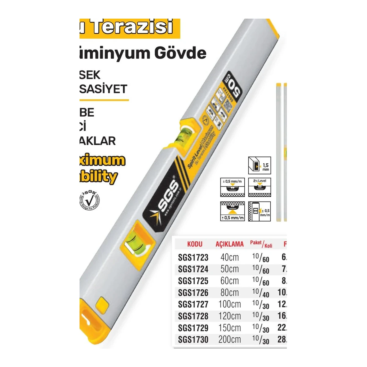 Su Terazisi Alüminyum Gövde 100cm