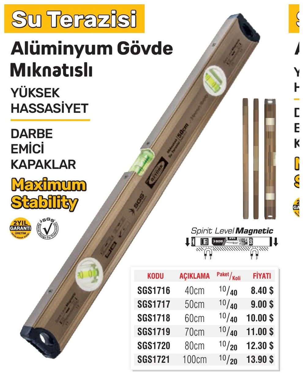 Su Terazisi Alüminyum Gövde Mıknatıslı 80cm