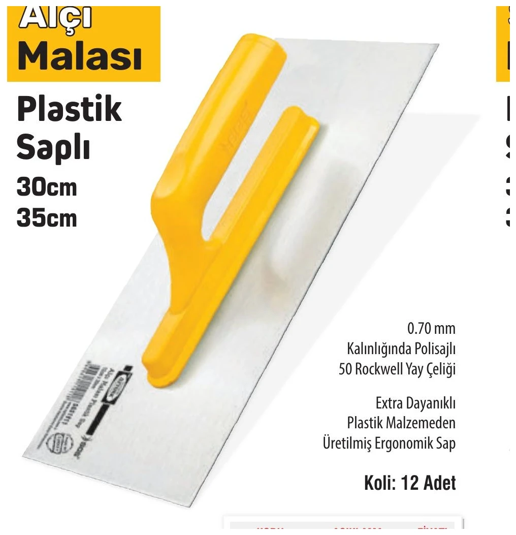 Alçı Malası Plastik Saplı 30cm