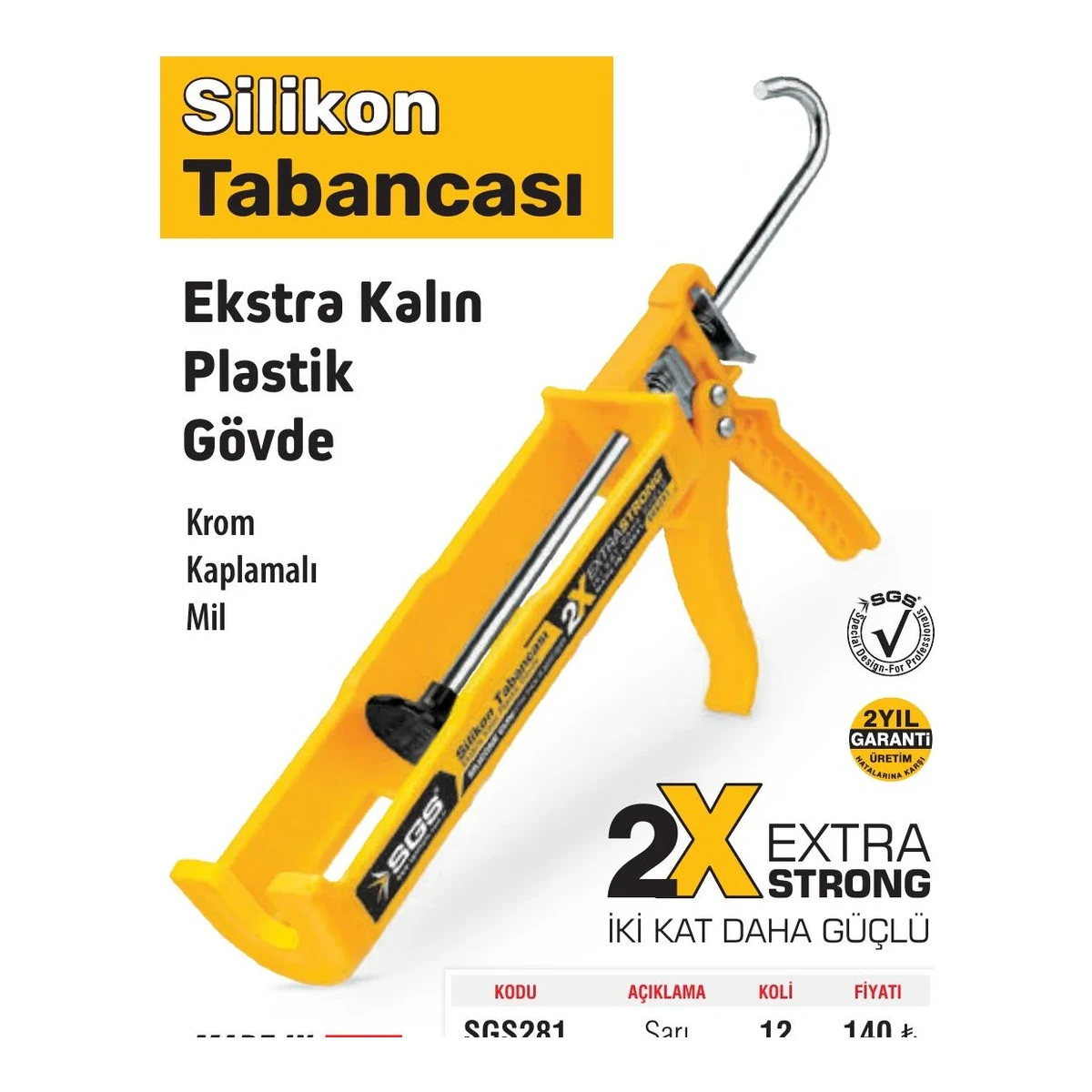 Silikon Tabancası Ekstra Kalın Plastik Gövde - Sarı