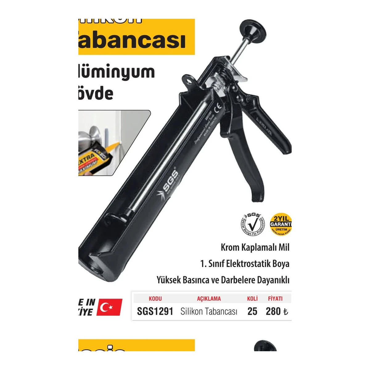Silikon Tabancası Alüminyum Gövde