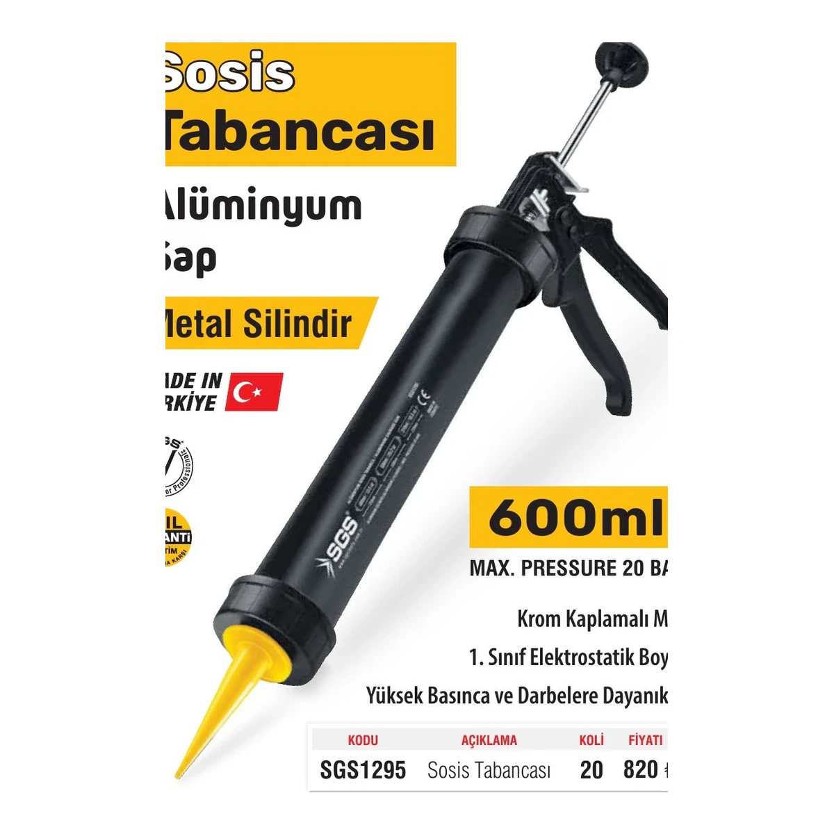 Sosis Tabancası Alüminyum Sap Metal Silindir