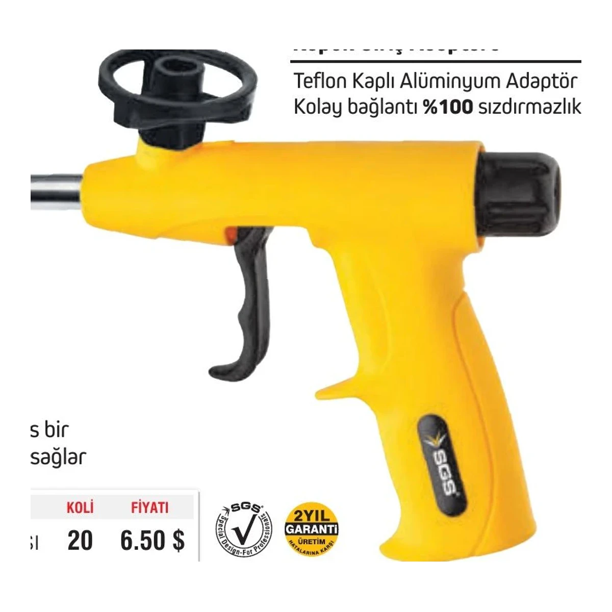 Köpük Tabancası (Krom Kaplı Çelik Namlu, Plastik Gövde)