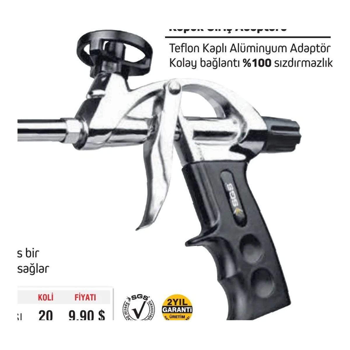 Köpük Tabancası (Krom Kaplı Çelik Namlu, Alüminyum Gövde)