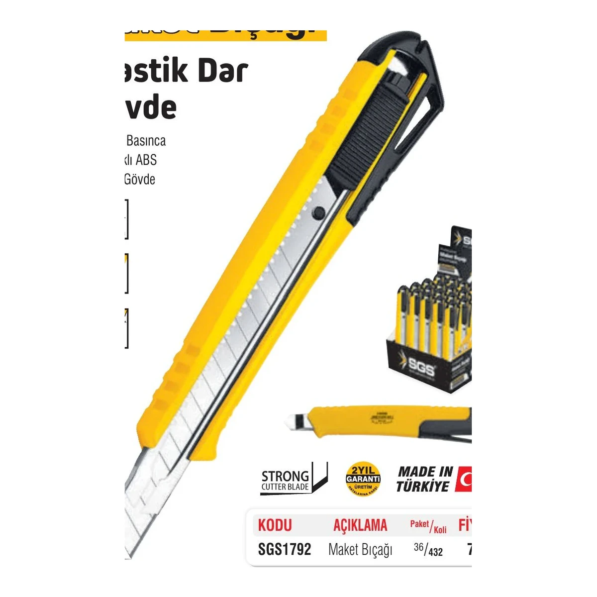 Maket Bıçağı Plastik Dar Gövde