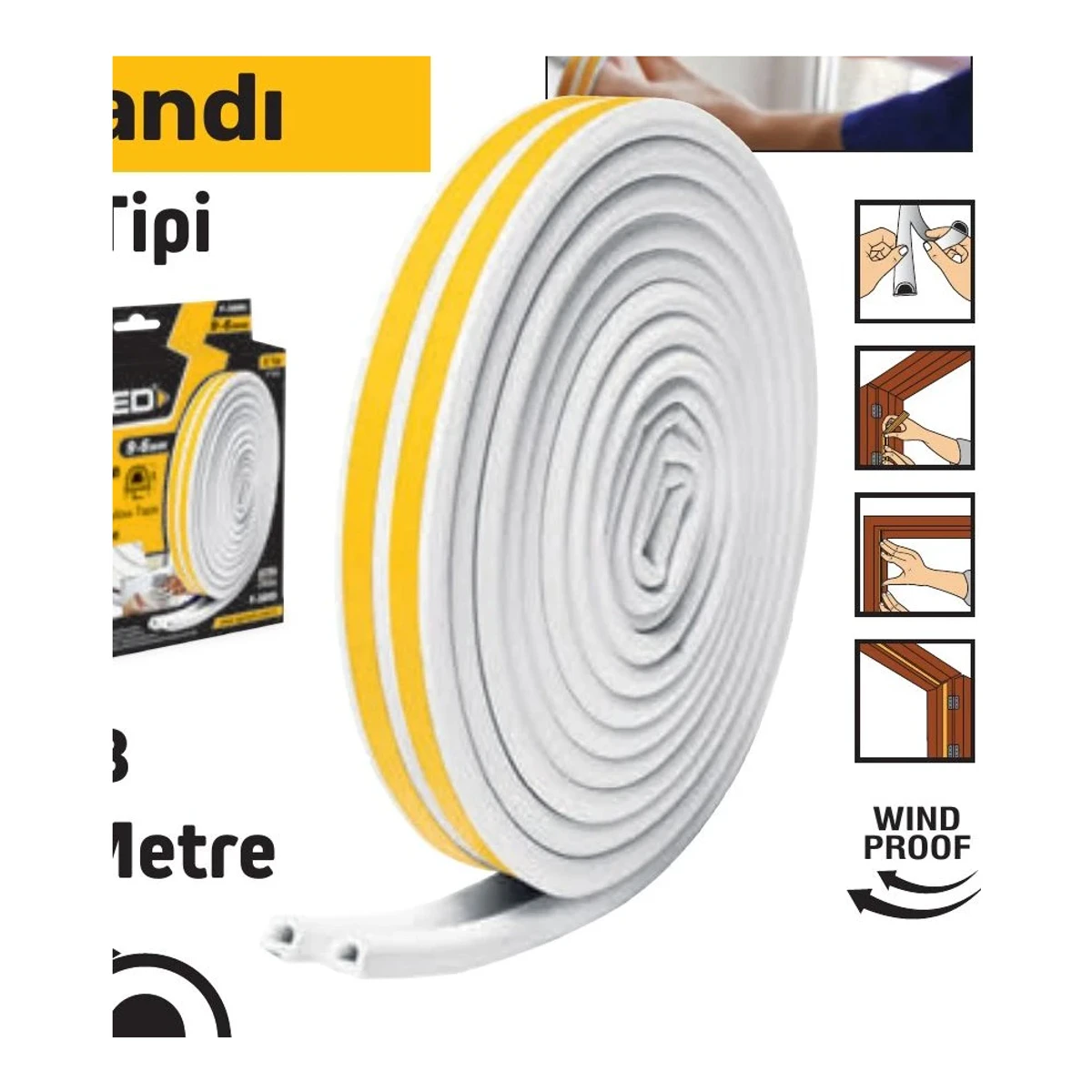 Kapı Pencere Bandı D Tipi - BEYAZ