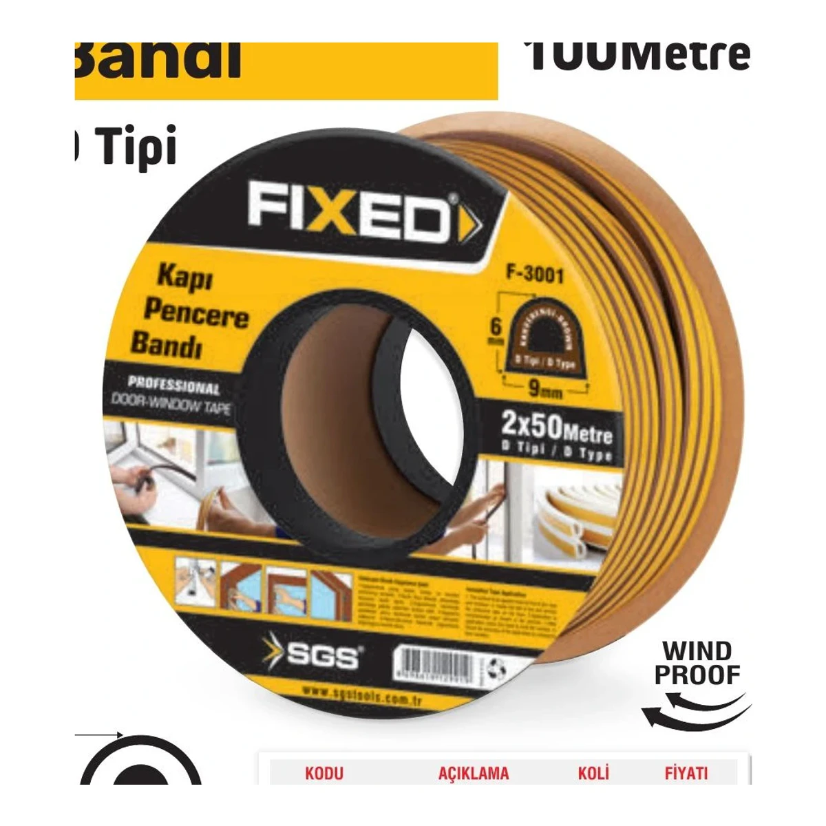 Kapı Pencere Bandı D Tipi - BEYAZ