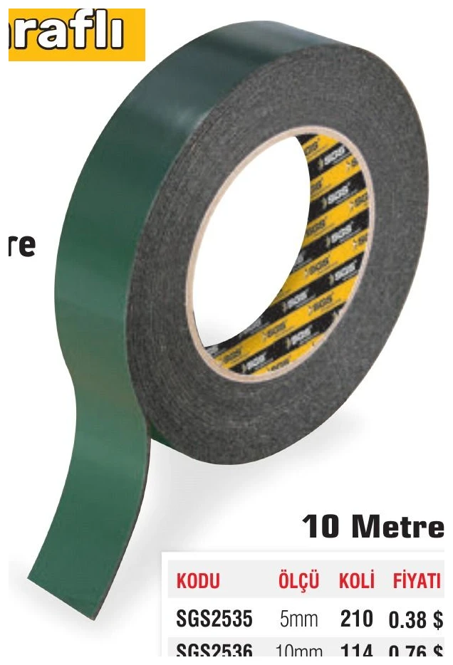 Çift Taraflı Köpük Bant 10 Metre 20mm