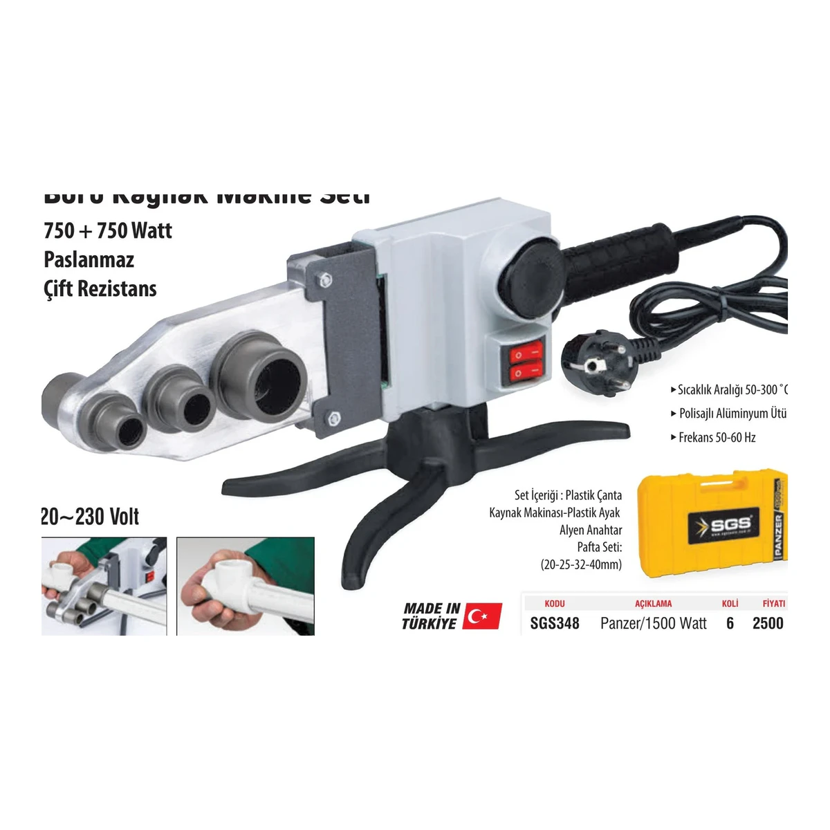 Panzer/1500 Watt Boru Kaynak Makine Seti