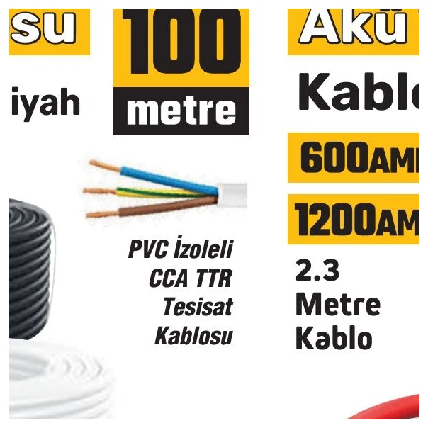 Elektrik Kablosu CCA TTR 3x1,5-Siyah