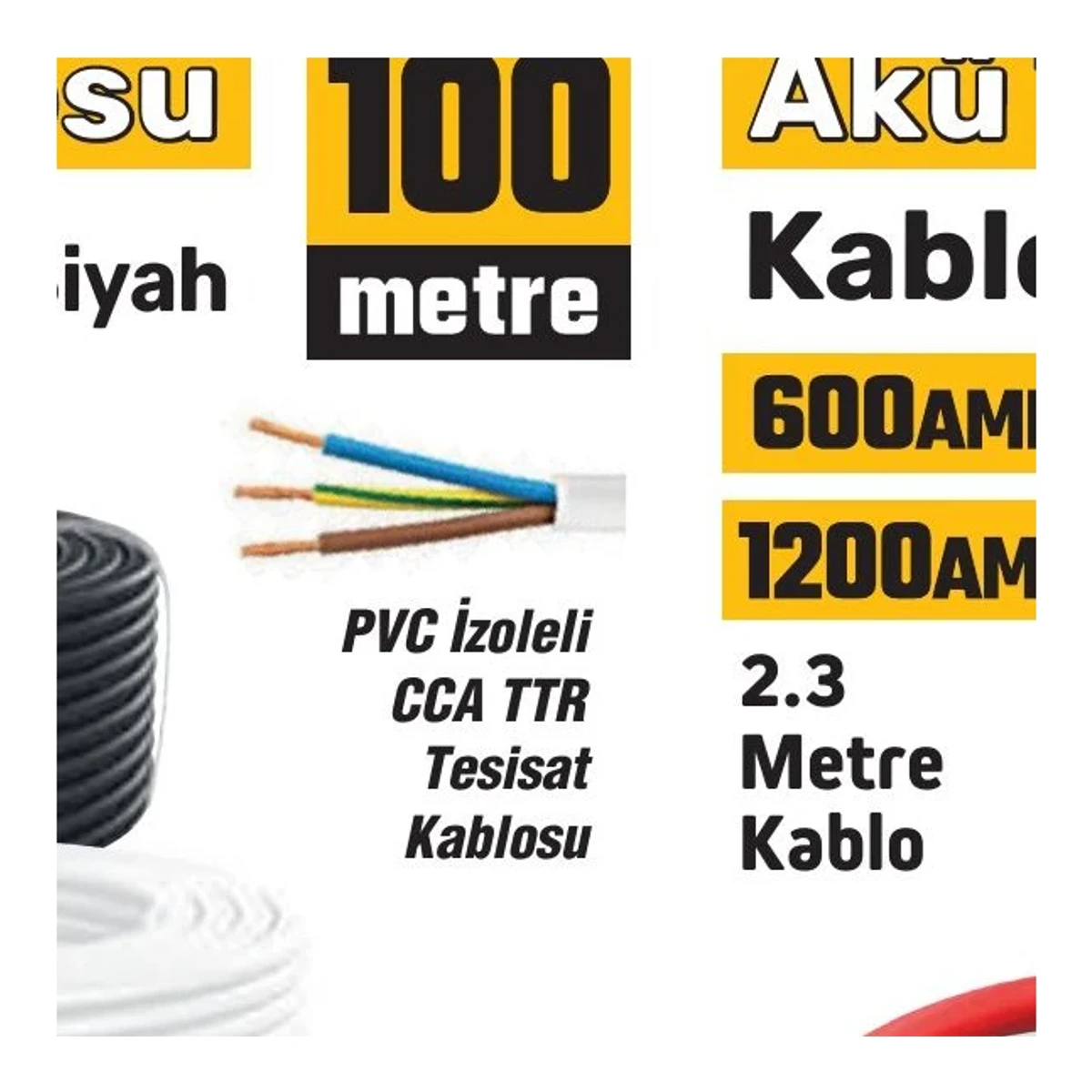 Elektrik Kablosu CCA TTR 3x1,5-Beyaz