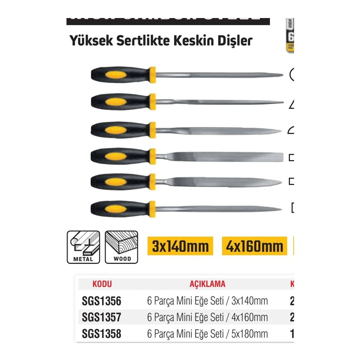 6 Parça Mini Eğe Seti / 3x140mm