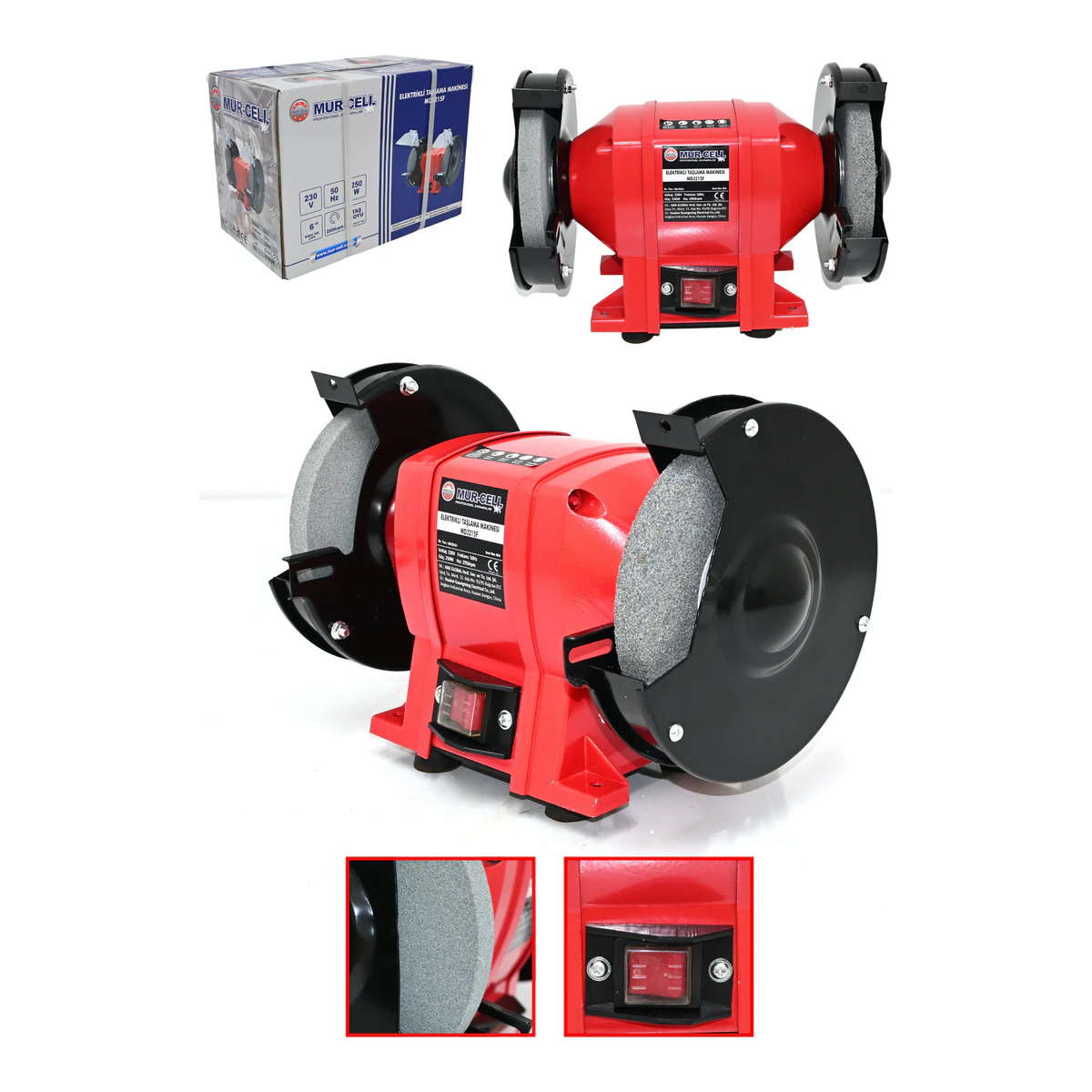 Md3215f Elektrikli Taşlama Makinesi 250w Çark Motoru Zımpara 2950rpm Balta Bıçak Bileme
