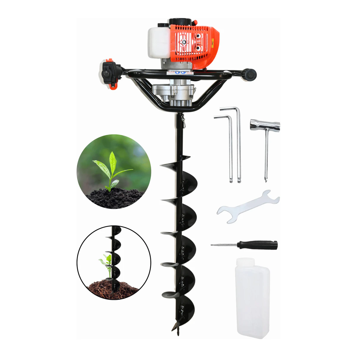 Cq205 Benzinli Toprak Burgu Fidan Ekme Makinası 150mmx100cm Burgu Uc 52cc 2.5hp